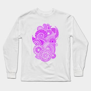 Abstract Mandala design (pink on white) Long Sleeve T-Shirt